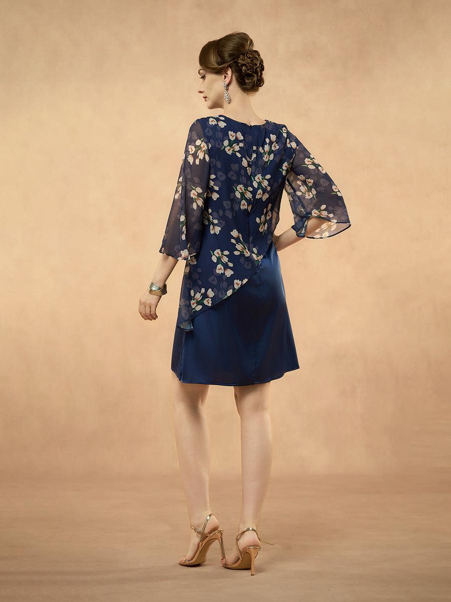 Chiffonkleid mit floralem Patchwork