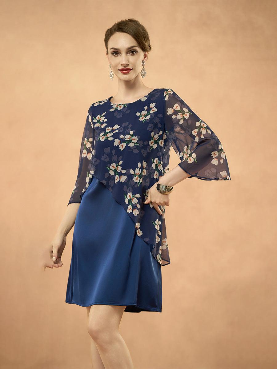 Chiffonkleid mit floralem Patchwork