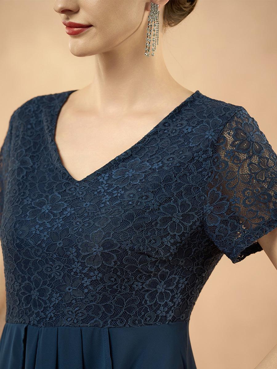 Fließendes Chiffon-Midikleid mit Spitze