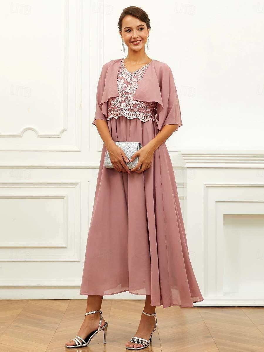 Robe longue en dentelle à volants Ensemble deux pièces