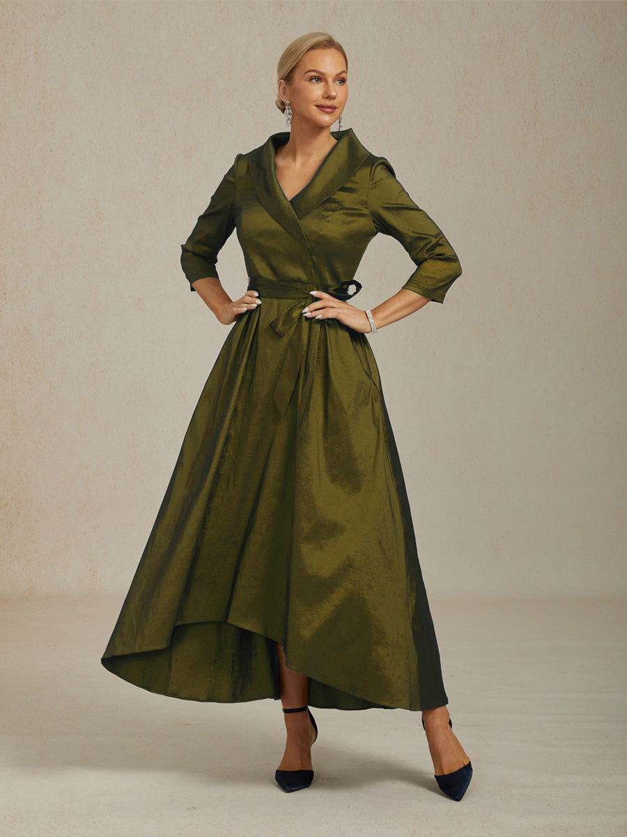 Bloemen Chiffon Avondjurk met Asymmetrische Zoom
