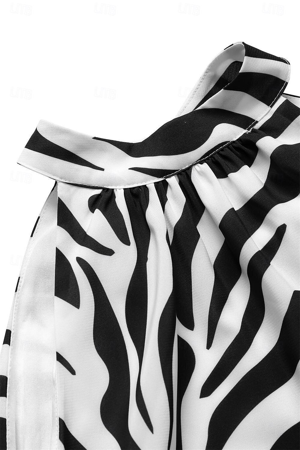 Gestuftes Maxikleid mit Zebramuster