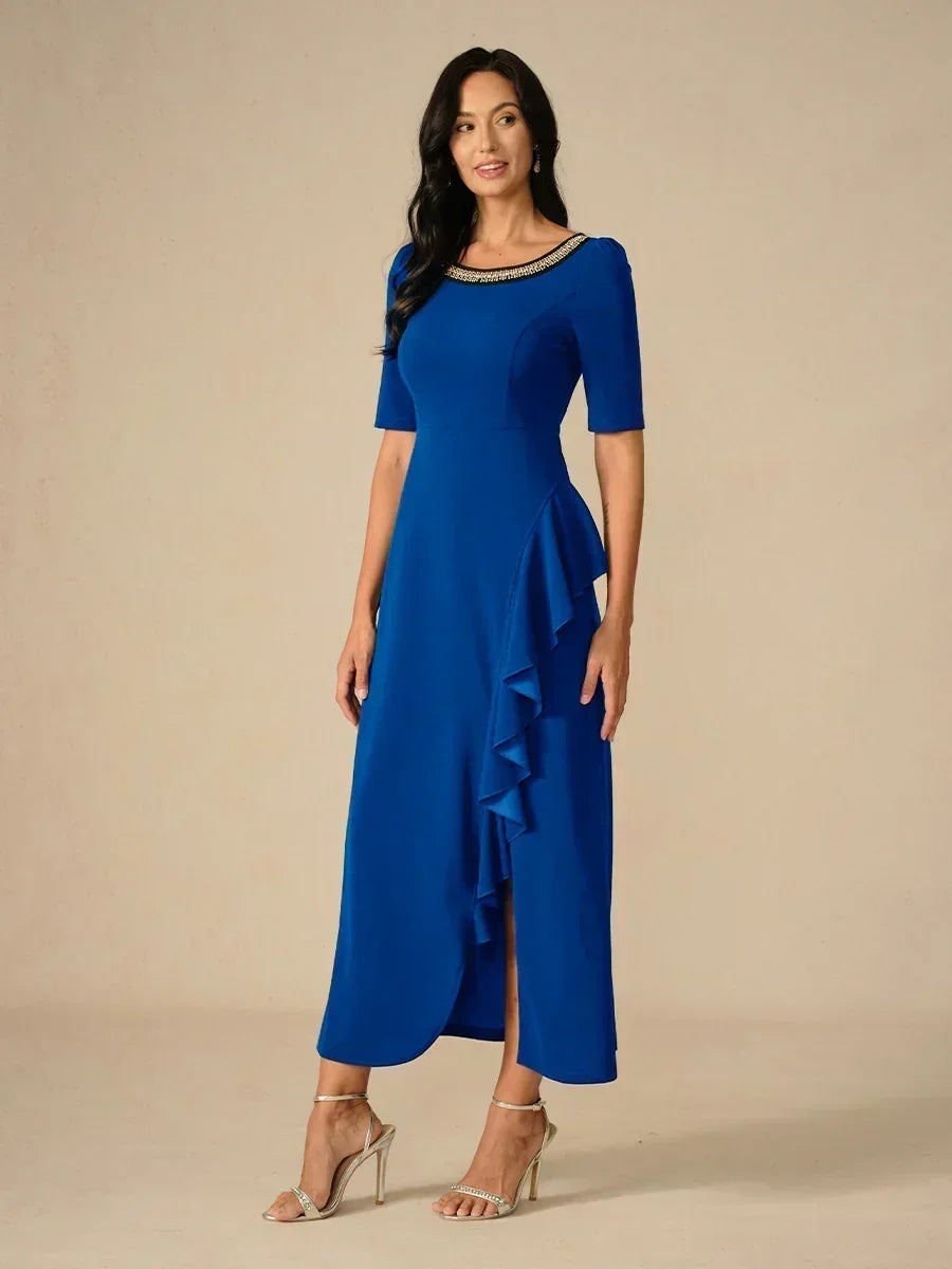 Robe longue élégante à volants