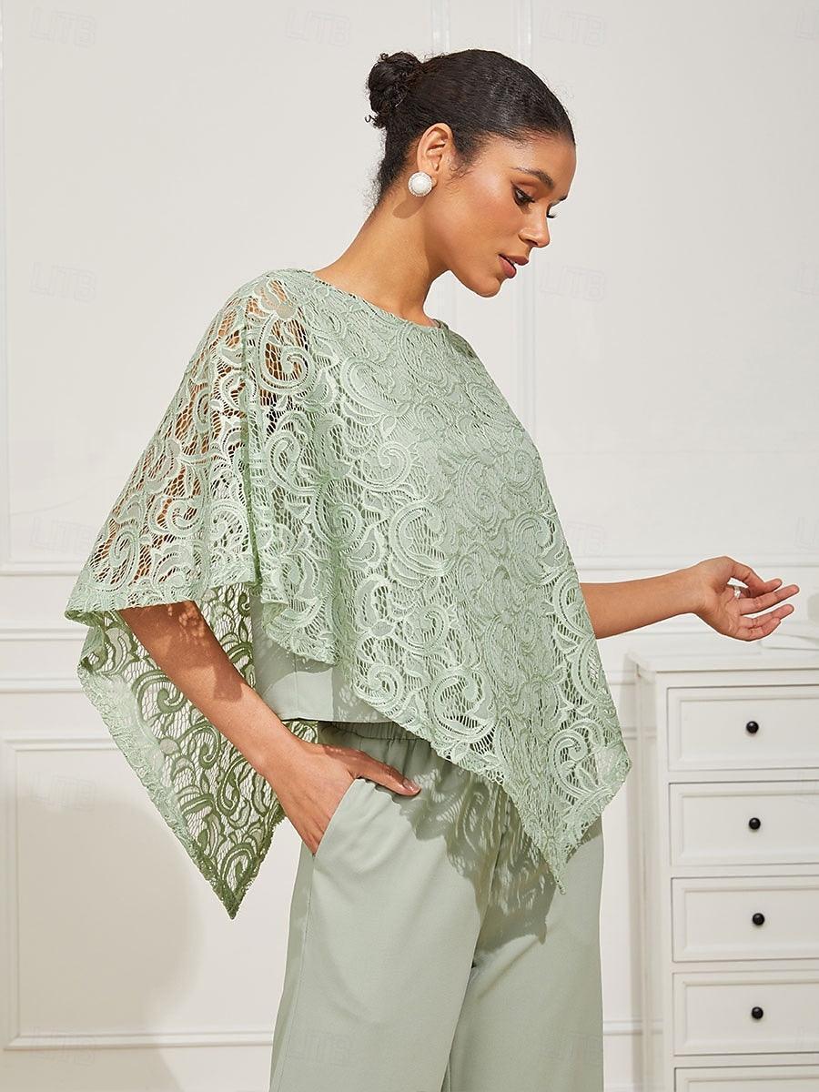 Elegante kanten top met vleermuismouwen
