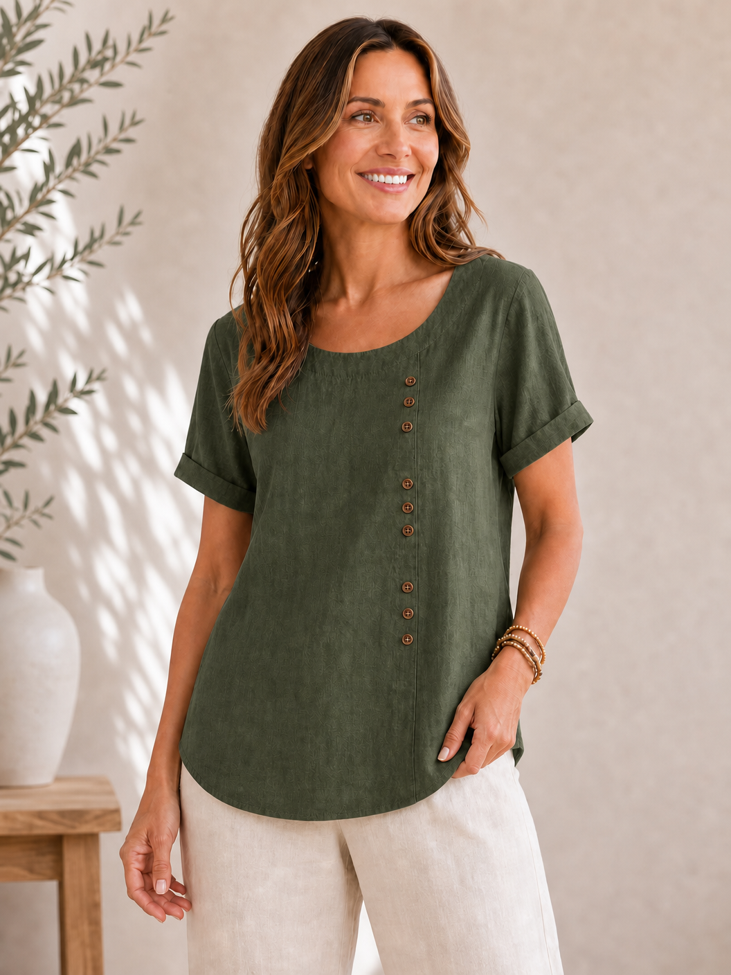 Soft Button 100% Cotton Blouse