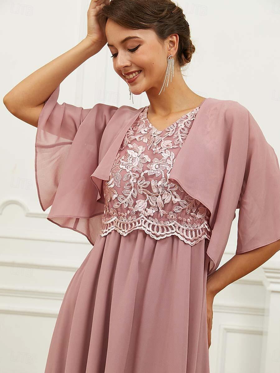 Robe longue en dentelle à volants Ensemble deux pièces