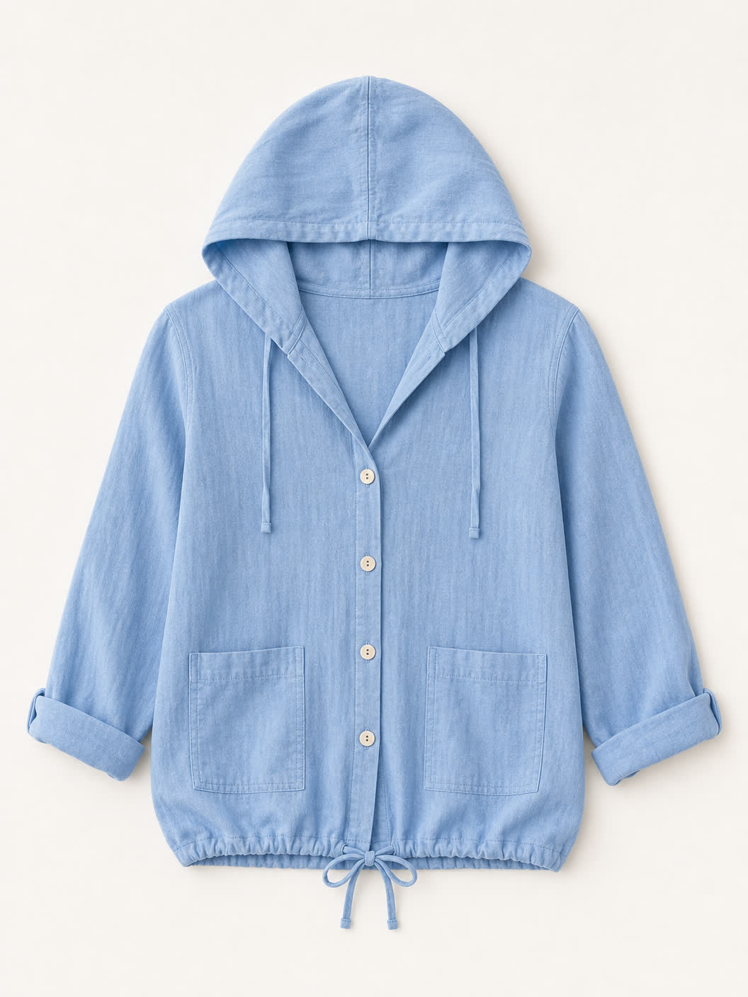 100% Cotton Hooded Drawstring Shirt
