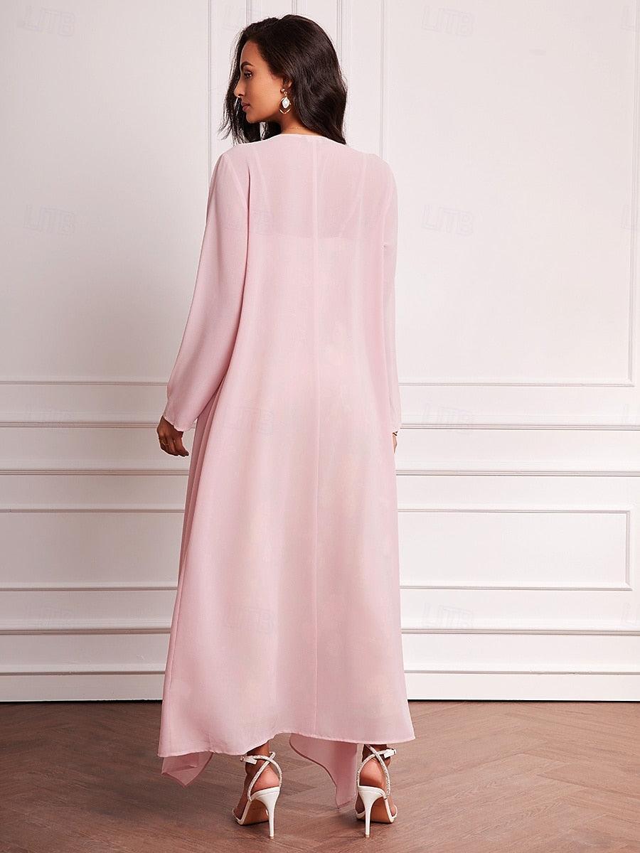 Ensemble de robe en mousseline de soie et dentelle brodée