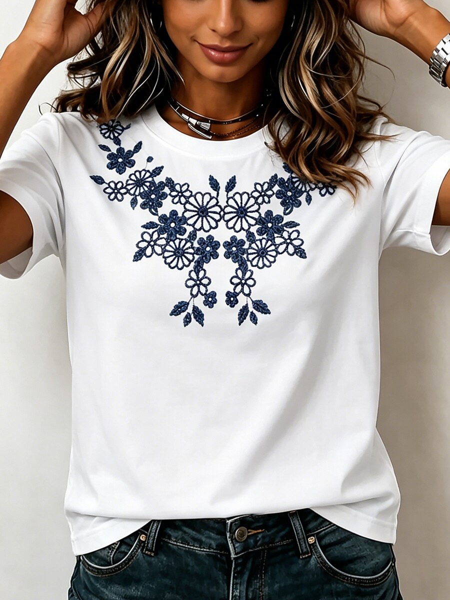 Embroidered 100% Cotton Tee