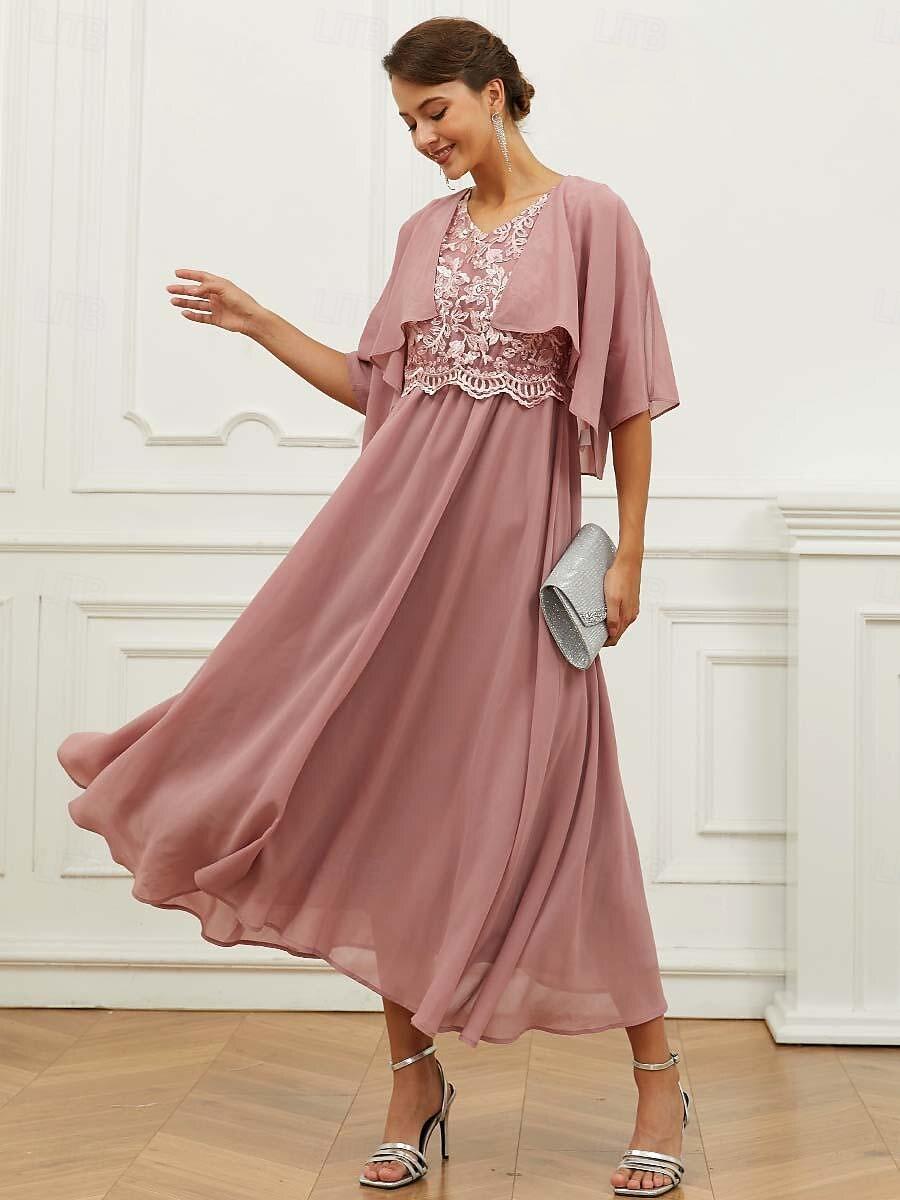 Robe longue en dentelle à volants Ensemble deux pièces