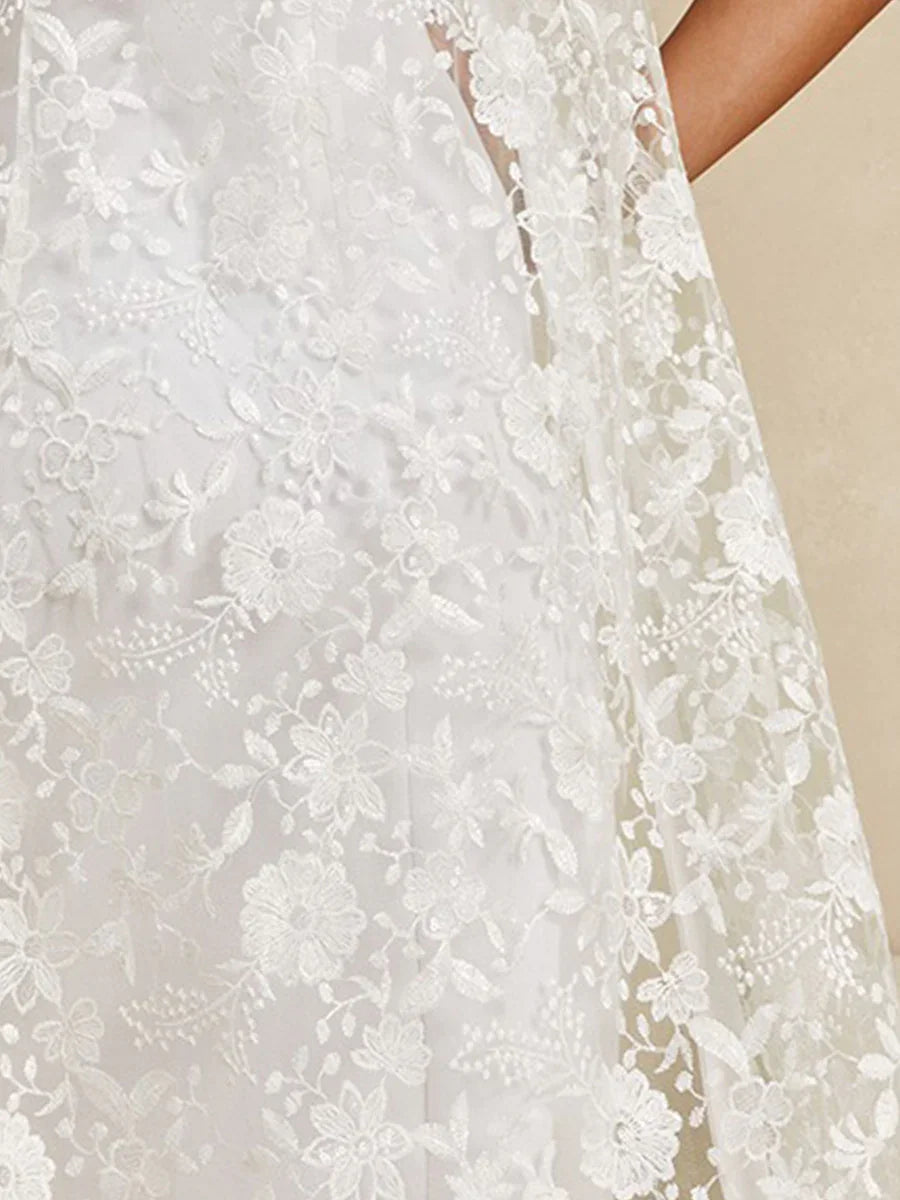 Floral Embroidered Lace Jacket In White