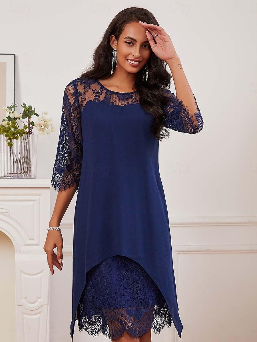 Midikleid aus Spitzenchiffon