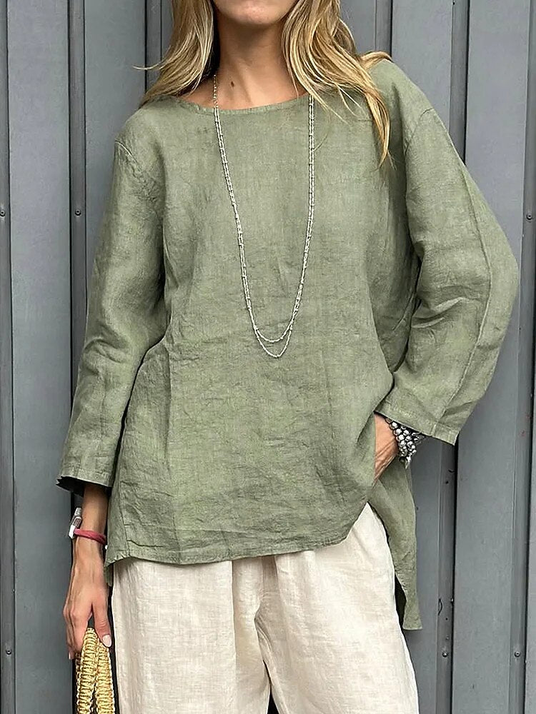 Women's Crew Neck 100% Cotton Blouse