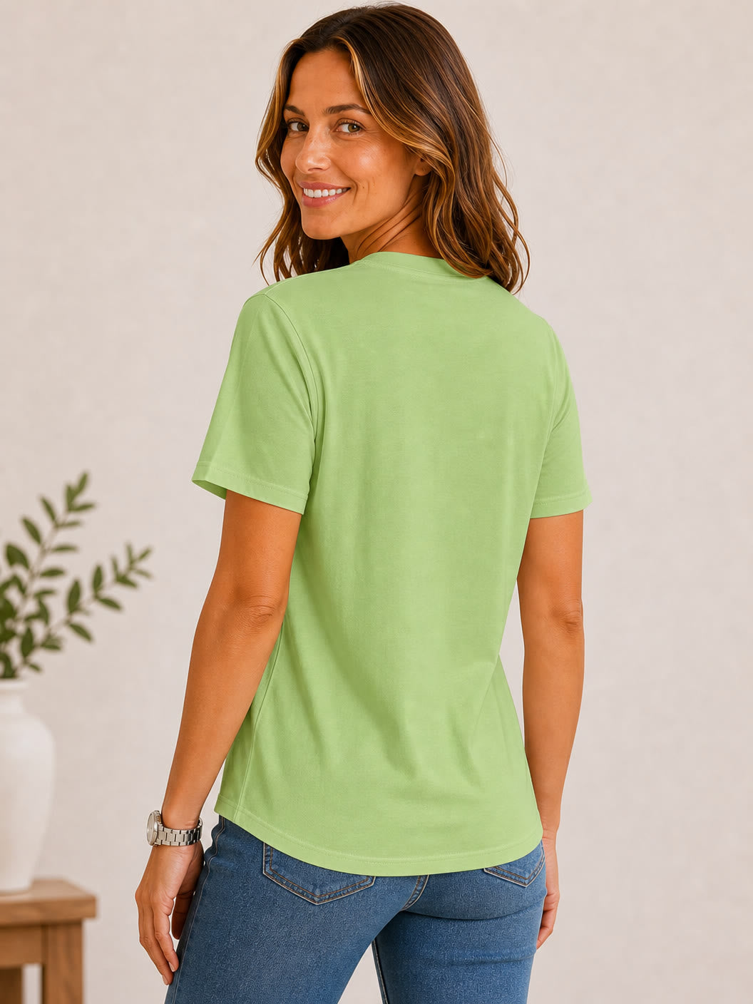 100% Cotton Crew Neck Top
