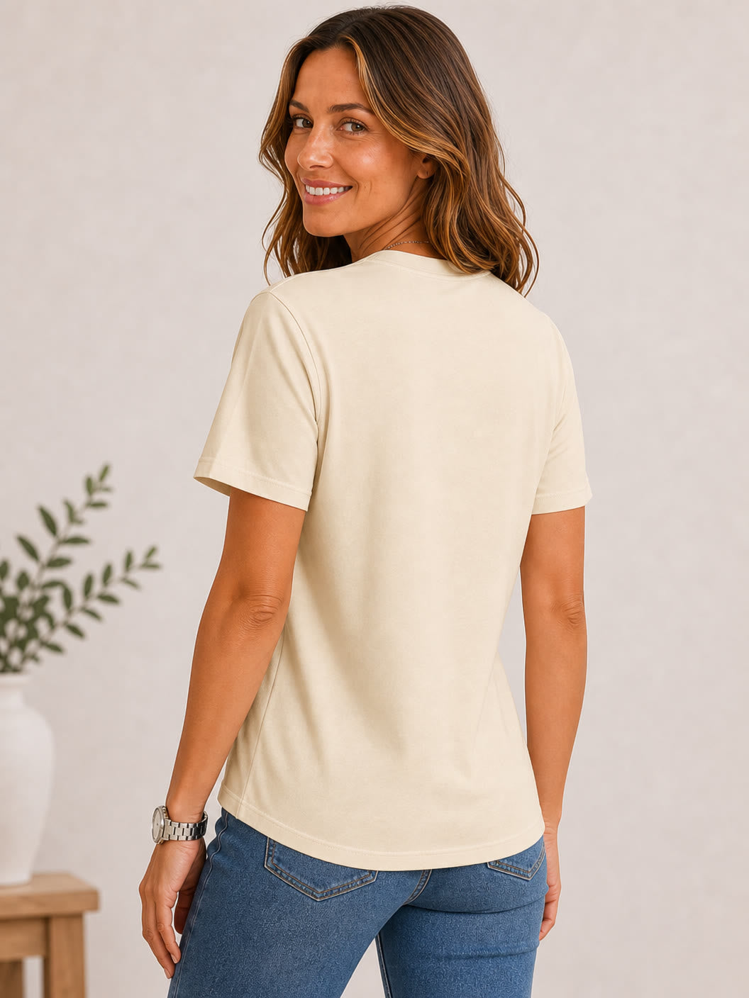 100% Cotton Crew Neck Top