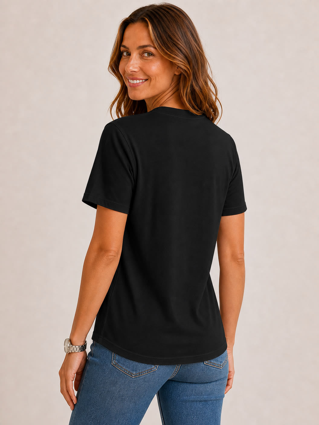 100% Cotton Crew Neck Top