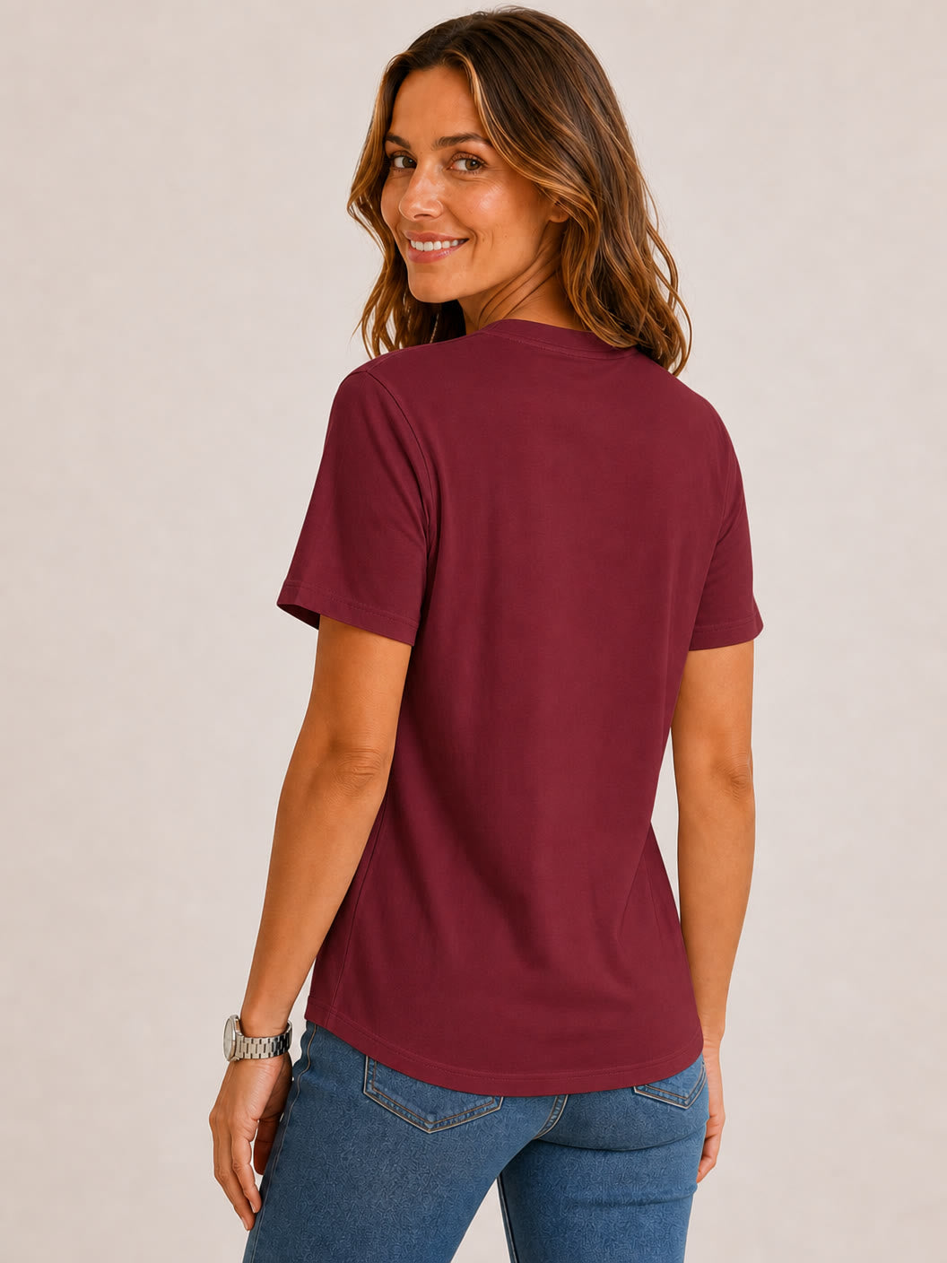 100% Cotton Crew Neck Top