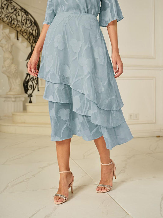 Floral Chiffon Midi Skirt