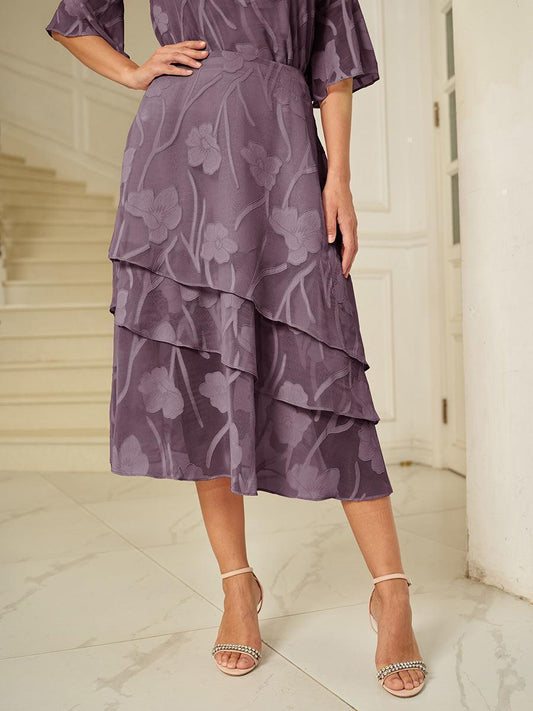 Floral Chiffon Midi Skirt