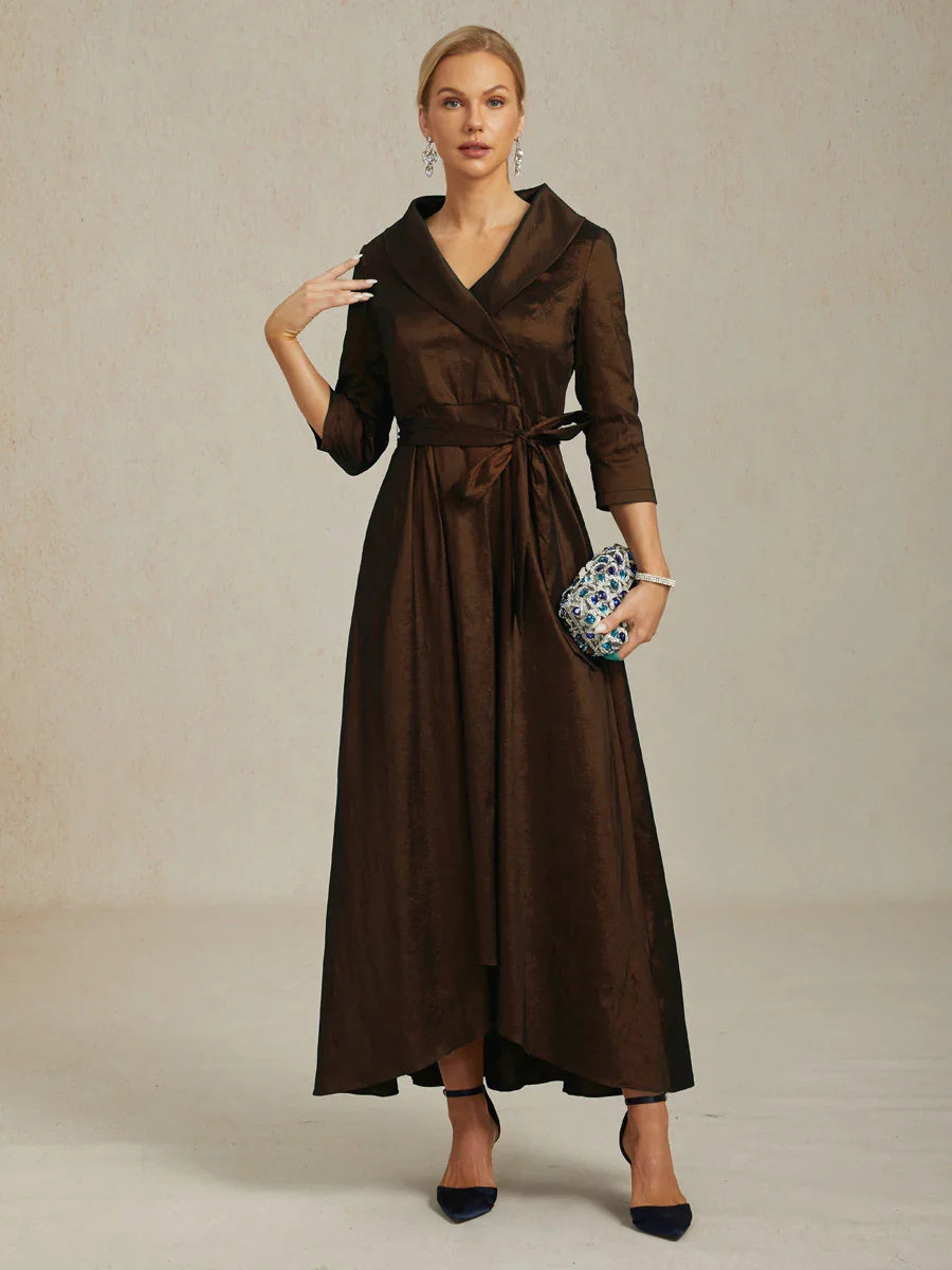 Stretch Taffeta Cocktail Dress with Tie Belt