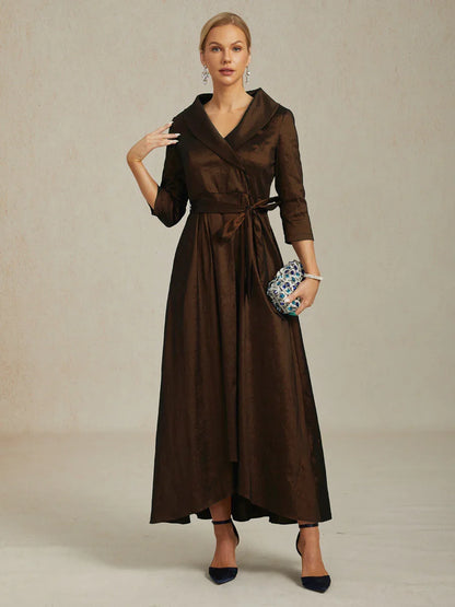 Stretch Taffeta Cocktail Dress with Tie Belt