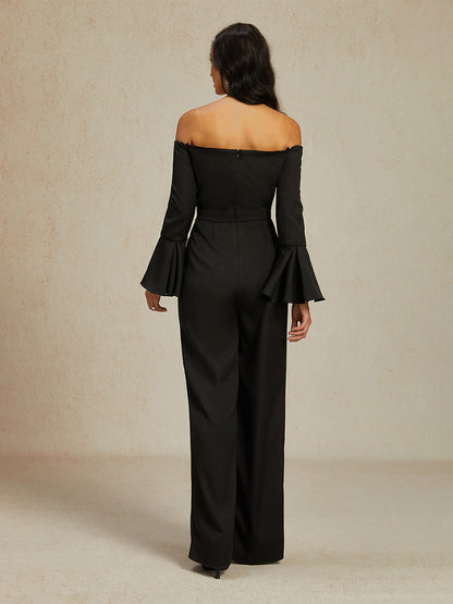 Off-Shoulder Ruffle Wide-Leg Jumpsuit