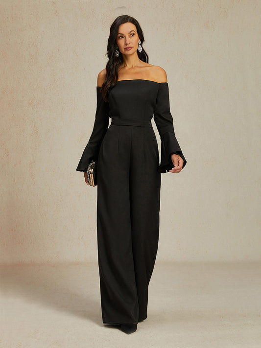Off-Shoulder Ruffle Wide-Leg Jumpsuit