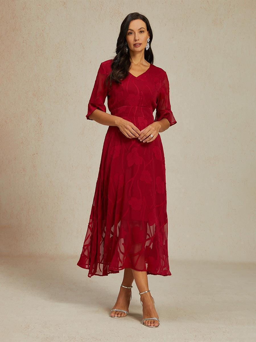 Ruffle Flutter Lace Maxi Dress
