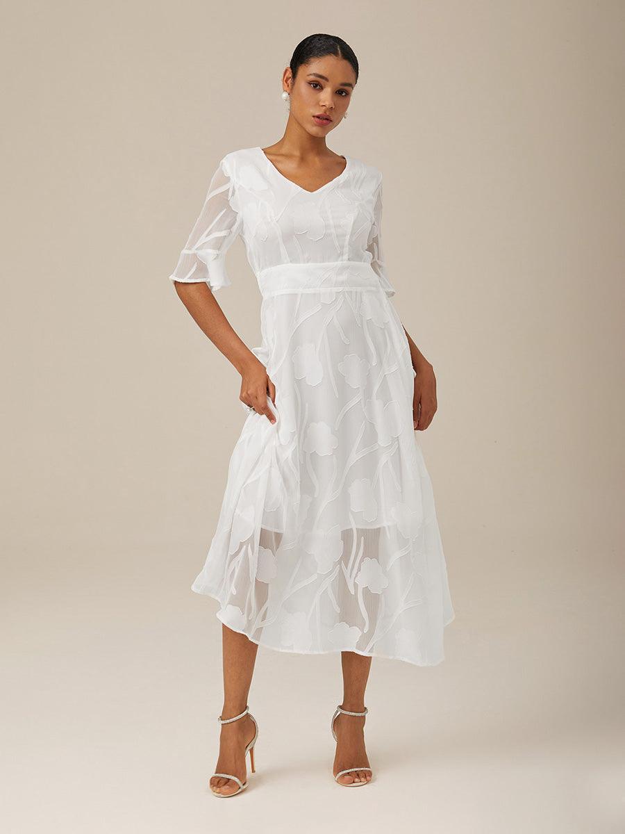 Ruffle Flutter Lace Maxi Dress