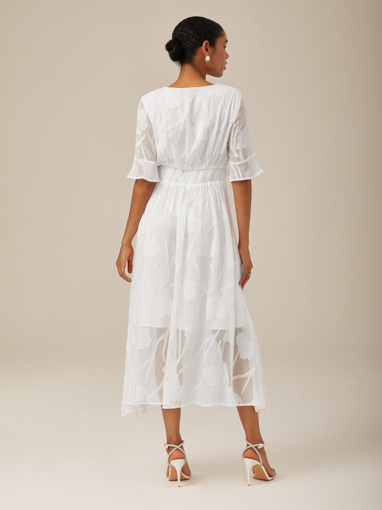 Ruffle Flutter Lace Maxi Dress