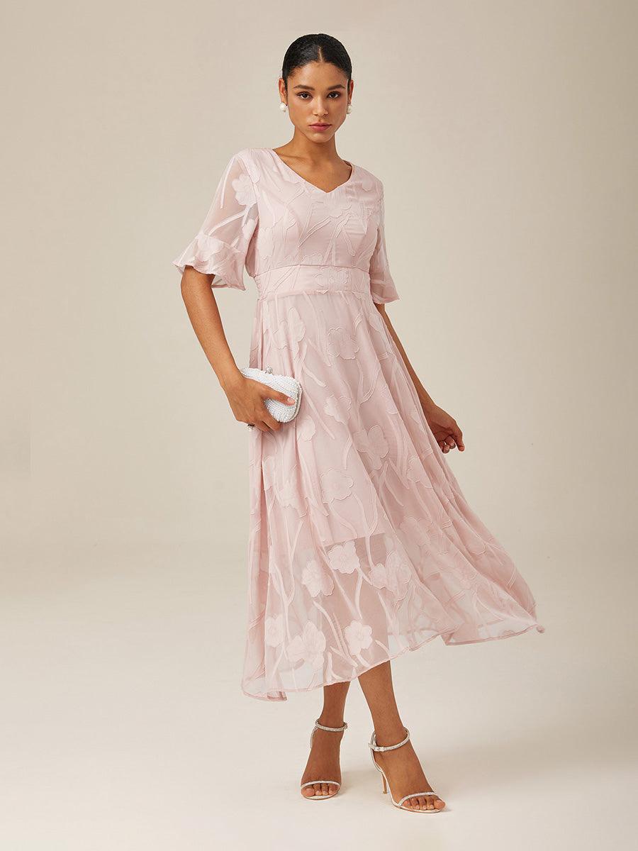 Ruffle Flutter Lace Maxi Dress