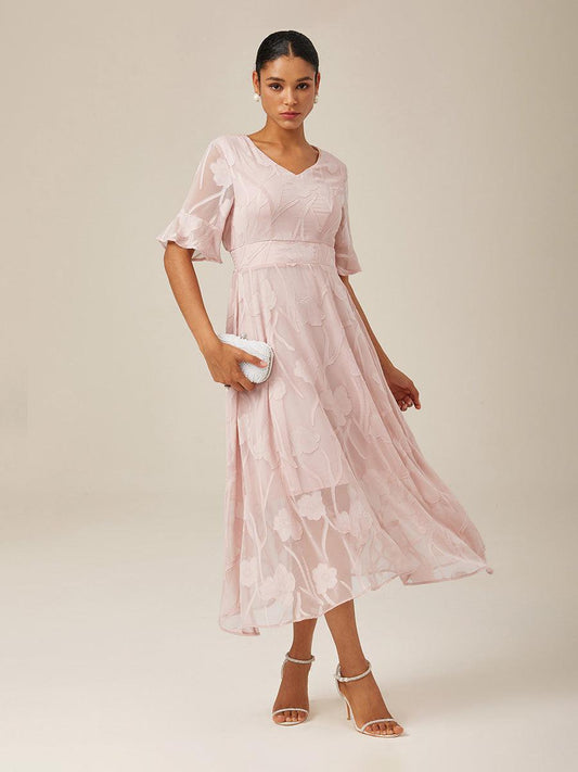 Ruffle Flutter Lace Maxi Dress