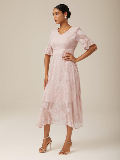 Ruffle Flutter Lace Maxi Dress