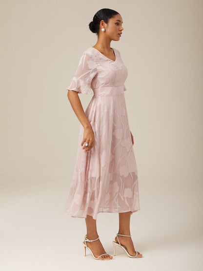 Ruffle Flutter Lace Maxi Dress
