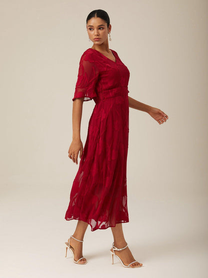 Ruffle Flutter Lace Maxi Dress