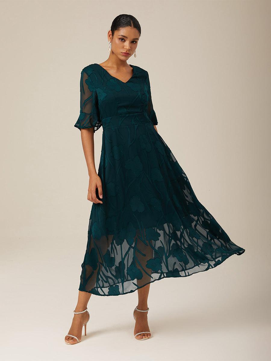 Ruffle Flutter Lace Maxi Dress