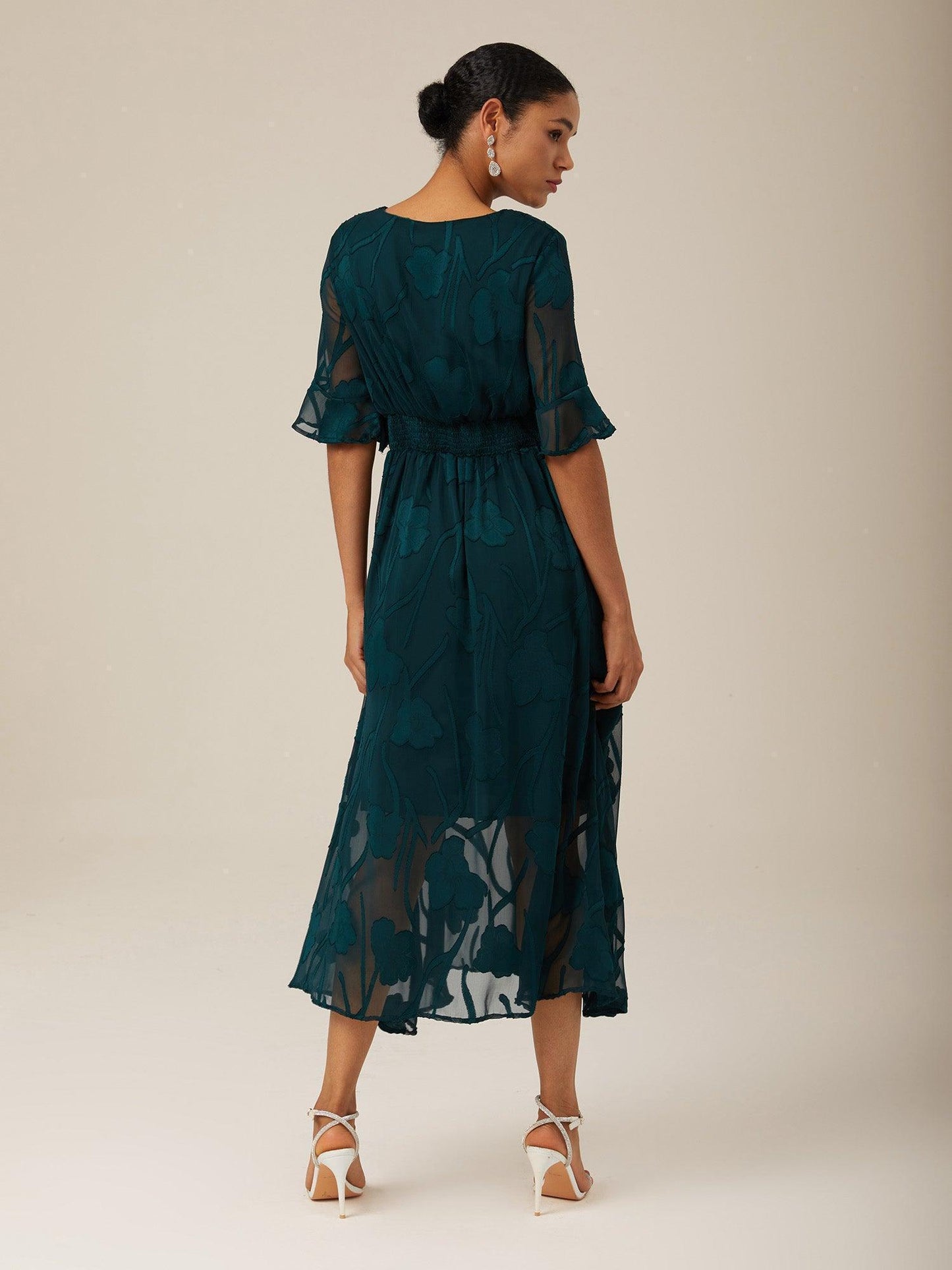 Ruffle Flutter Lace Maxi Dress