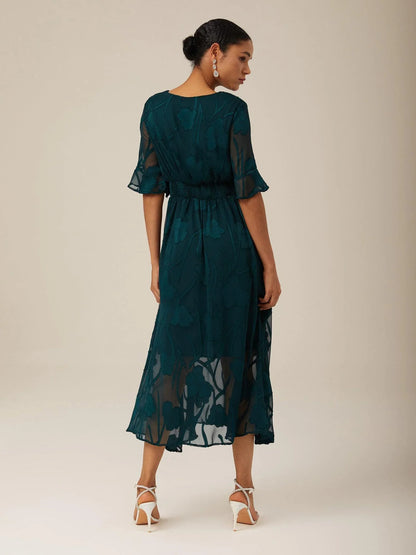 Ruffle Flutter Lace Maxi Dress