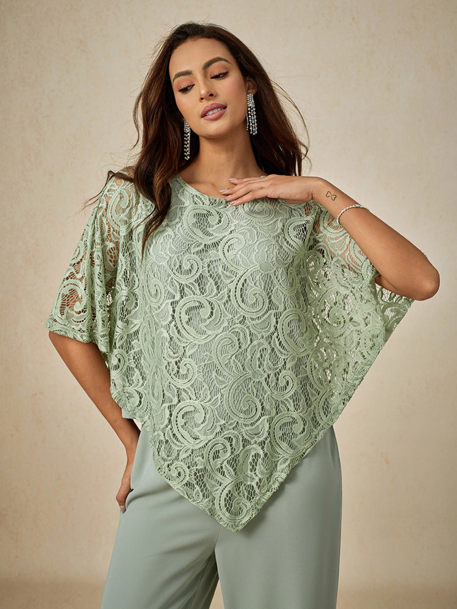 Elegantes Spitzentop mit Fledermausärmeln