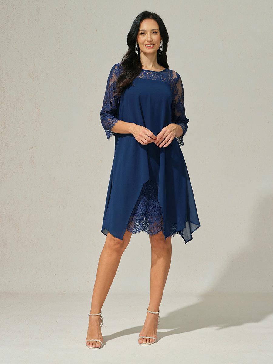 Midikleid aus Spitzenchiffon