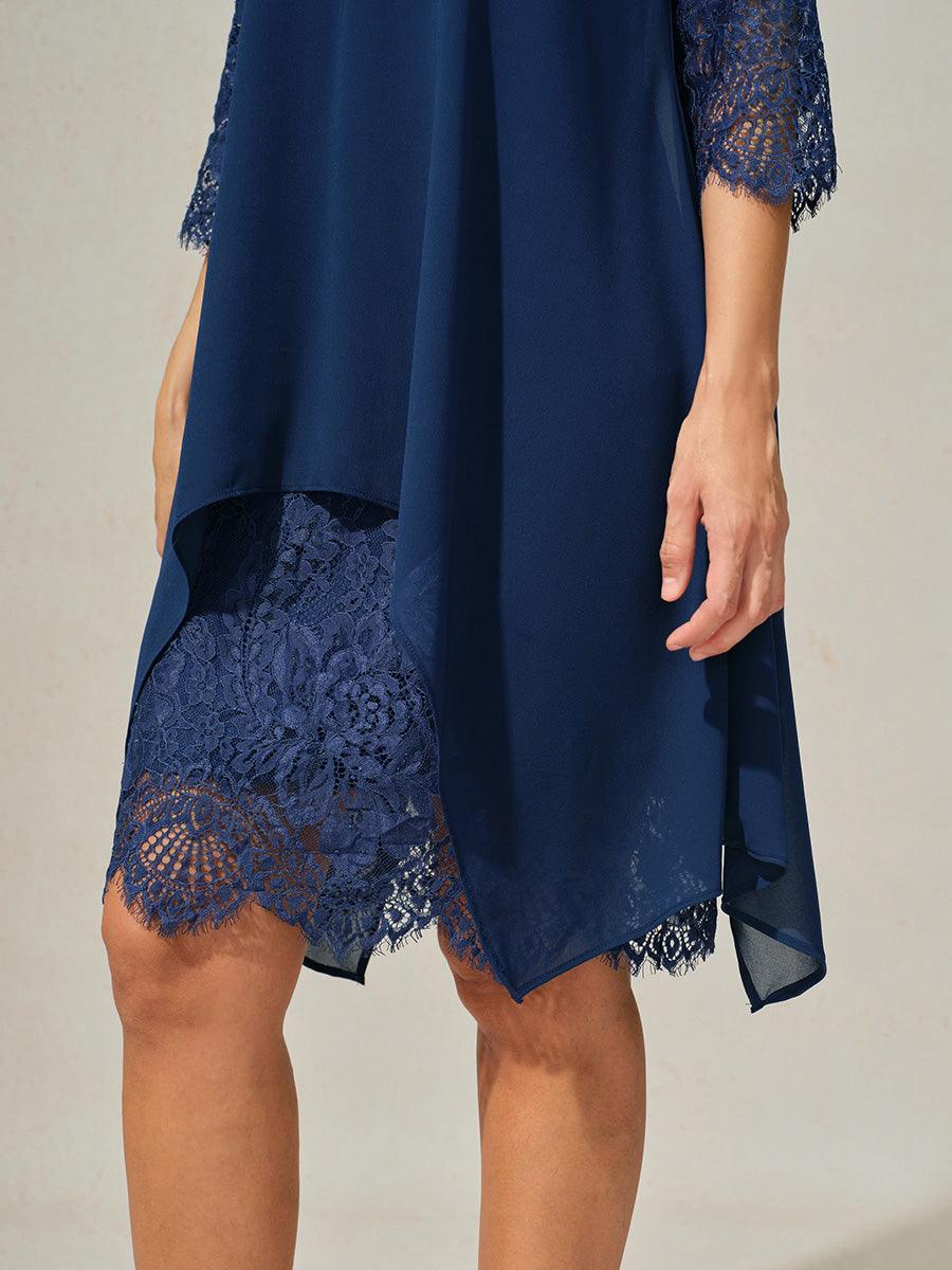 Midikleid aus Spitzenchiffon