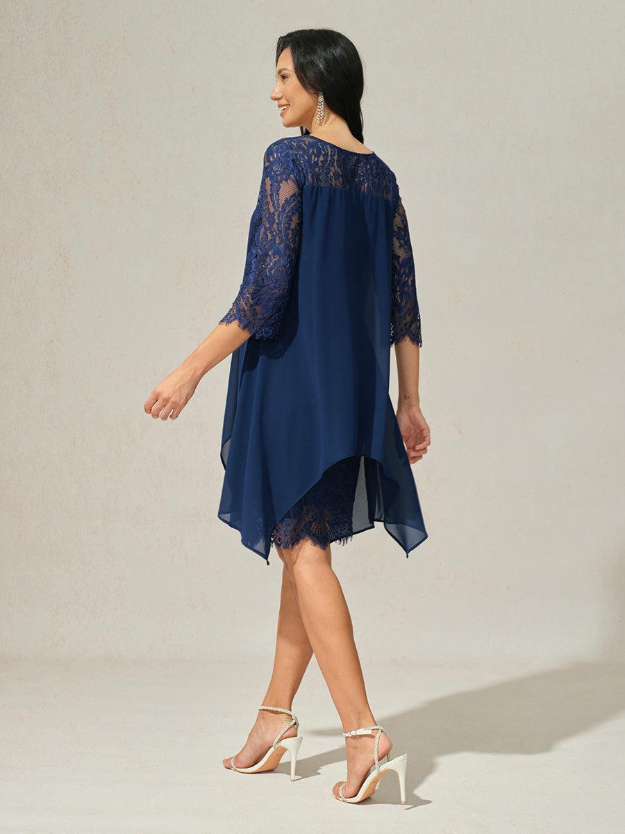 Midikleid aus Spitzenchiffon