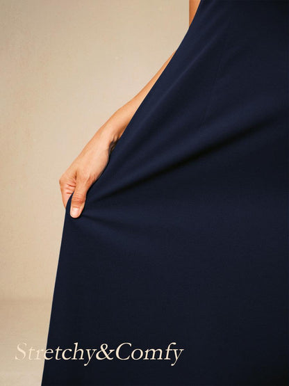 Robe en mousseline de soie verte à manches cape superposées