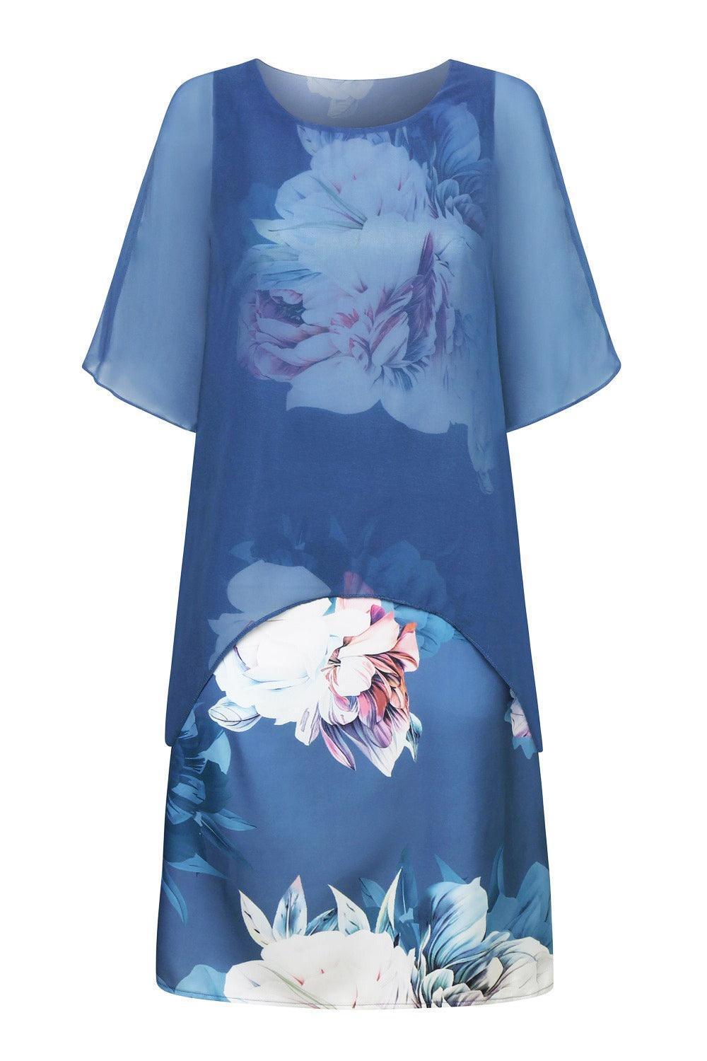 Lässiges Chiffonkleid mit Blumenmuster und kurzen Ärmeln
