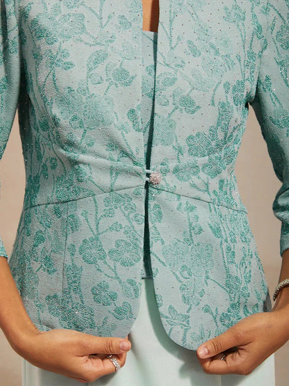 Knit Floral Embellished Jacket Dress