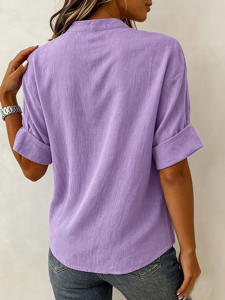 Women's V Neck 100% Cotton Blouse