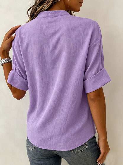 Women's V Neck 100% Cotton Blouse