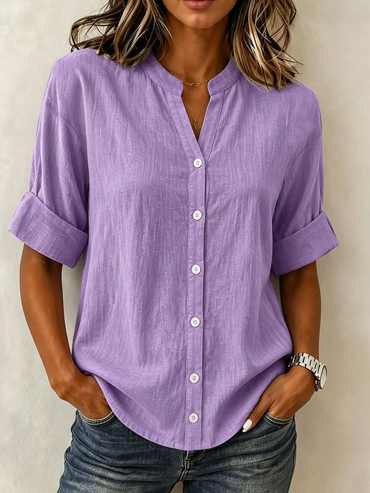 Women's V Neck 100% Cotton Blouse