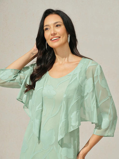 Cardigan à manches 3/4 en mousseline transparente à fleurs