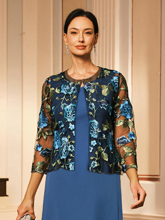 Floral Embroidered Mesh Jacket